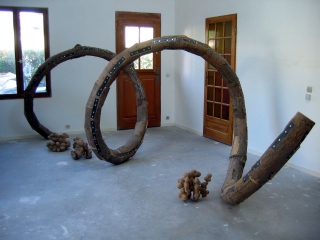 D.N.A   2003 - 2005   bois, métal    170 x 600 x 170 cm - Famille